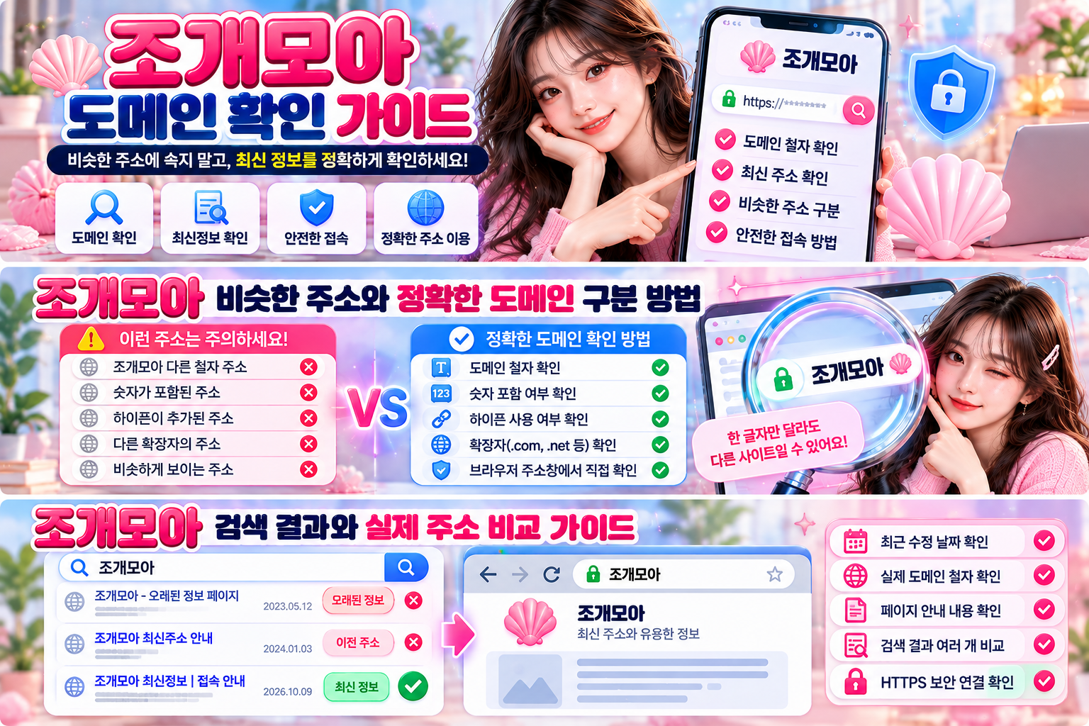 조개모아 검색 결과와 실제 주소 비교 안내